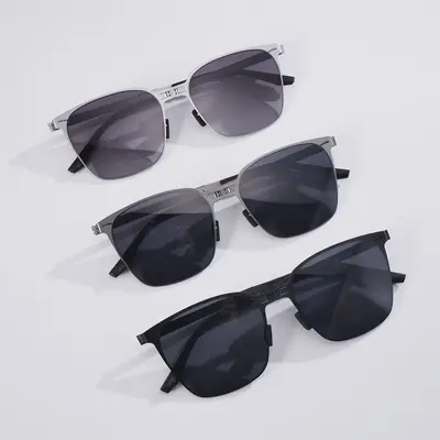 Foldable Unisex Sunglasses, Minimalist Industrial Style - 2