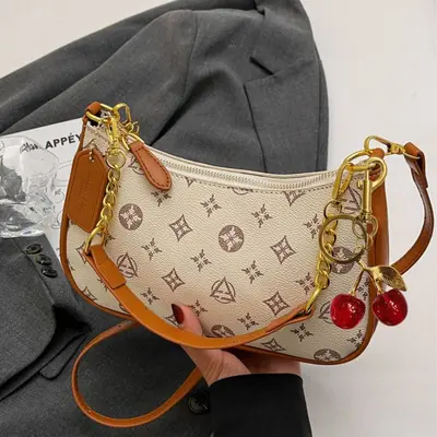 Vintage bedruckte Damen-Achseltasche mit Schultergurt