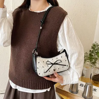 Niche Design Crescent Bag Women's Bow Single Shoulder Underarm Bag - 2