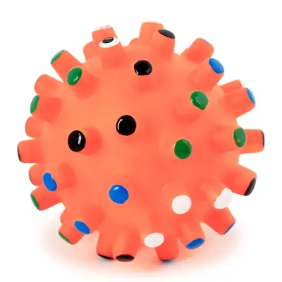 Colorful Squeaky Dog Training Ball, Chew-Resistant Vinyl Spiky Toy - 4
