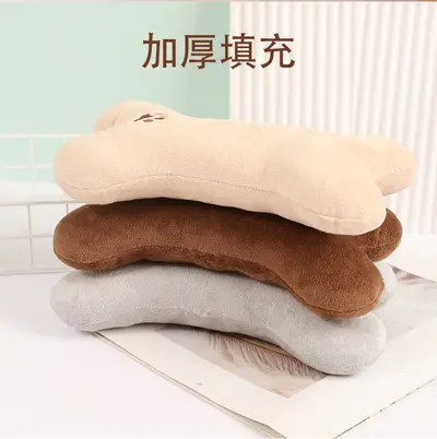 Kemik Şekilli Evcil Hayvan Oyuncağı, Nakışlı Peluş, Diş Kaşıma, Dört Mevsim Yastık - 3