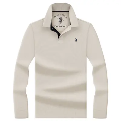 Herren Langarm-Poloshirt aus reiner Baumwolle, bestickt - 7