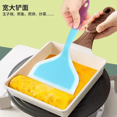 Stokta Tamagoyaki spatula yapışmaz tava özel spatula yarı şeffaf silikon kızartma spatulası geniş spatula kızartma tavası mutfak aracı