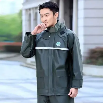 Men's raincoat and pants set, two-piece thickened - 10