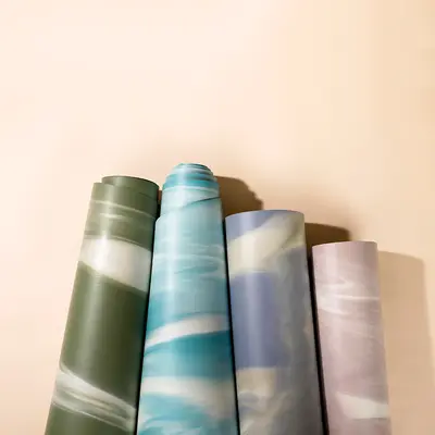 PU yoga mat 5mm, color-block gradient, non-slip, natural rubber