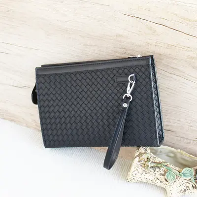 Men's Retro Plaid Clutch with Multiple Compartments for Phone and Documents - 4
