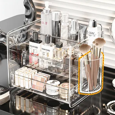 Cosmetics Storage Box Desktop Vanity Transparent Acrylic Tiered Multi-layer Perfume Lipstick Skincare Organizer Shelf - 7