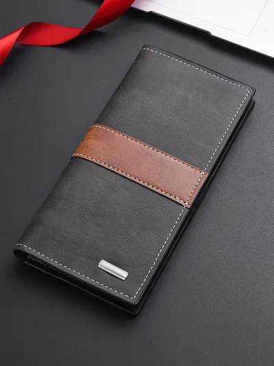 Erkek Uzun Cüzdan, Ultra İnce, Çok Kartlık, Minimalist Retro Model - 3