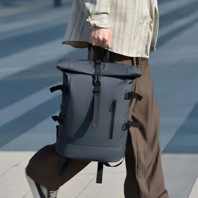 Retro Large-Capacity Men's Backpack with Laptop Compartment - 4