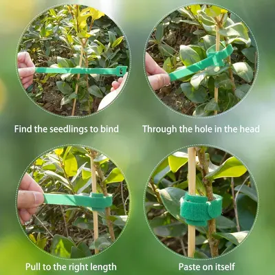 Hook-and-Loop Cable Ties, Green, Reusable