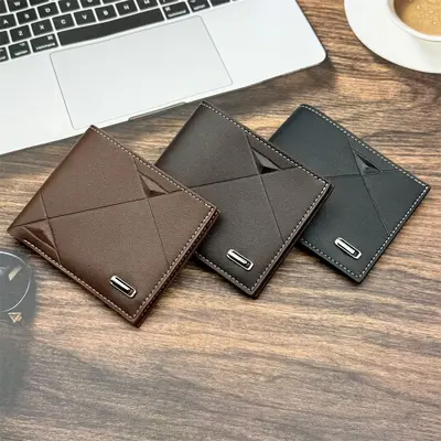 Dış ticaret düşük fiyatlı popüler cüzdan erkek ultra ince iki katlı büyük kapasiteli sınır ötesi Amazon en çok satan erkek cüzdanı stokta