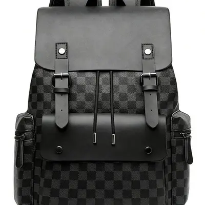 Men's Plaid Backpack, Laptop Compartment, Large Capacity Business - 4