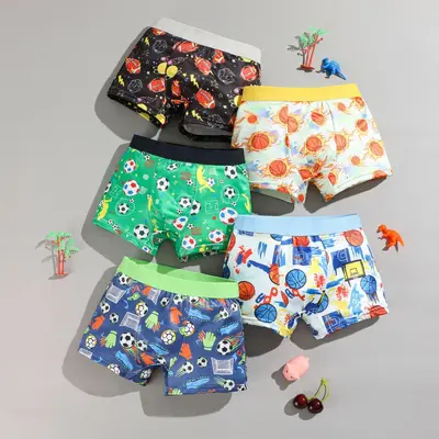 New Boys' Underwear Milk Silk Comfortable Breathable Boys' Boxer Briefs Big Kids' Cartoon Briefs Baby Boys' Four-Corner Shorts Direct from Factory