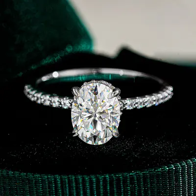 925 silver egg-shaped women's ring 3 carat moissanite