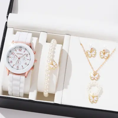 Damen-Quarzuhr mit Silikonarmband, koreanischer Stil, schlichtes Design - 12