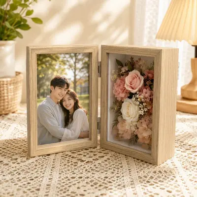 Foldable Hollow Flower Box Frame, Photo and Dried Flowers, Desk Stand - 7