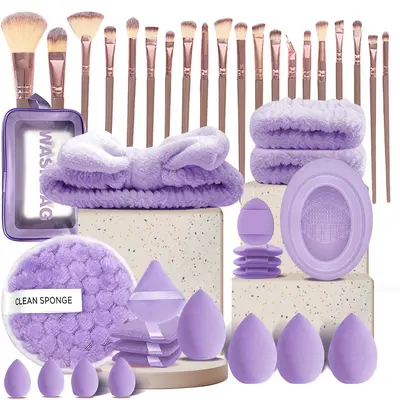40-Piece Makeup Brush and Beauty Tool Set with Beauty Blender and Face Puff - 13