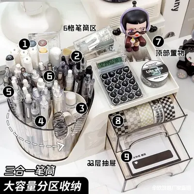 Rotating makeup brush organizer box