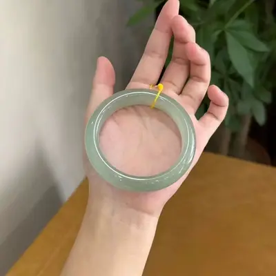 Hetian jade bracelet, clear water green, natural stone - 5