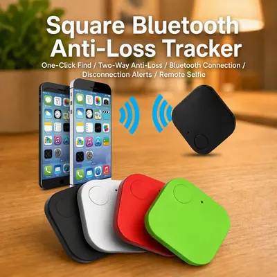 Kare bluetooth kaybetme önleyici, çift yönlü bulucu, selfie fonksiyonu