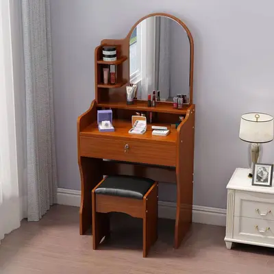 Modern Minimalist Makeup Vanity Table with Drawers and Storage Cabinet for Small Apartment - 12