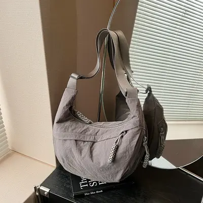2026 Nylon Pleated Tote Crossbody Bag, Large Capacity Dumpling Bag - 12