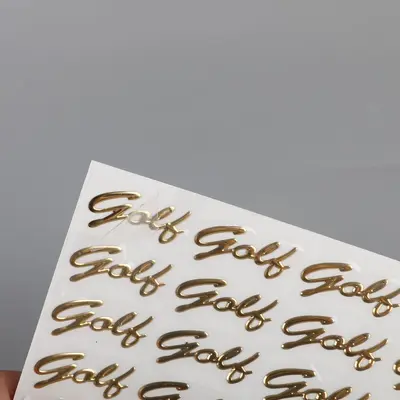 3D metal logo label, self-adhesive, hot stamping