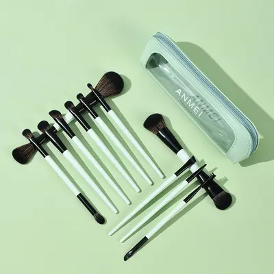 11-teiliges Make-up-Pinselset mit Doppelende und Tasche - 8