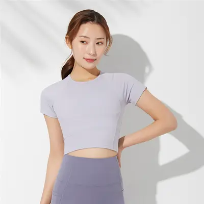 Damen-Yoga-Shirt, Kurzarm, schnelltrocknend - 8