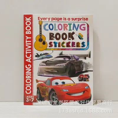 2-8 Yaş Çocuklar İçin Karton Boyama Kitabı, İngilizce Çıkartmalı Eğitici Kitap - 6