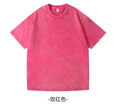 Washed Unisex Crew Neck T-Shirt, 220g Combed Cotton, Retro Loose Fit - 12