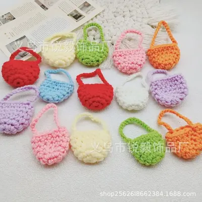 Mini wool knit bag Bluetooth headphone bag clothing accessories hand-knitted DIY bag