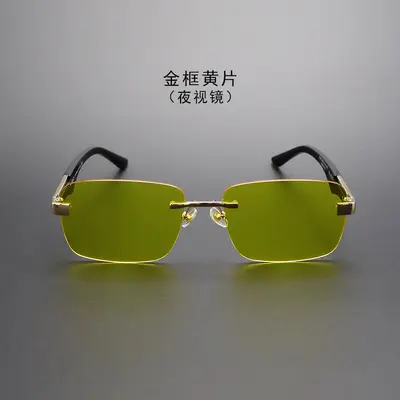 Rahmenlose polygonale Herren-Sonnenbrille, Retro-Modestil - 10