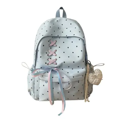 Polka Dot Bow Junior High Girls' Backpack Large Capacity - 8
