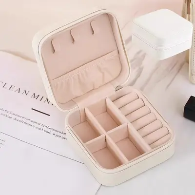 Günlük kullanım için makaron renkli mücevher saklama kutusu, seyahat küpe, kolye, yüzük saklama, taşınabilir mücevher kutusu - 9