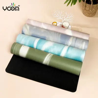 PU yoga mat 5mm, color-block gradient, non-slip, natural rubber