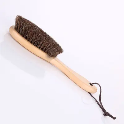 Horsehair Shoe Brush with Handle, Hanging Soft Dust Removal Brush