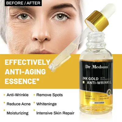24K Altın Yapraklı Esans Serum, Hyaluronik Asit, Nemlendirici Kırışıklık Karşıtı - 2