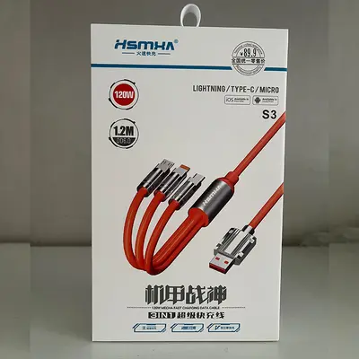 1'e 3 Hızlı Şarj Veri Kablosu Apple Android Huawei USB-C Süper Hızlı Şarj Kablosu 3 in 1 Fabrika - 4