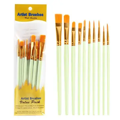 Nylon-Haarpinsel Ölmalpinsel-Set 10er für Kinder - 9