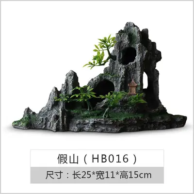 Grey Artificial Dragon Stone Aquarium Decoration Set with Hiding Cave and Plants - 11