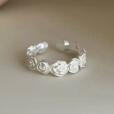 925 gümüş düzensiz kadın yüzüğü basit niş tarzı - 7
