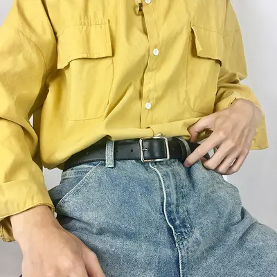 Neuer schlicht Ledergürtel für Herren, trendiger vielseitiger Persönlichkeits-Taillengürtel für Damen, koreanischer Stil Student Mode Fabrik Großhandel.