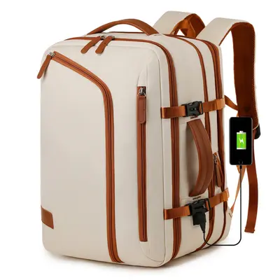 Expandable 15.6-inch Business Backpack Multifunctional Casual Travel Backpack Contrast Color Student Schoolbag