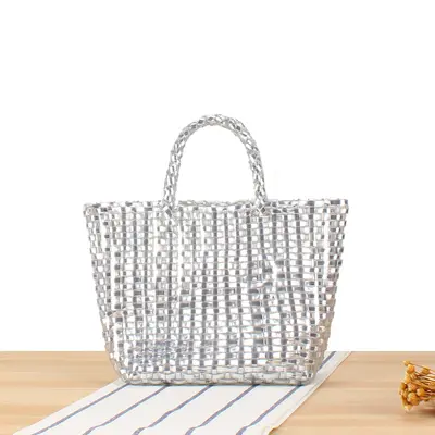 Kids' Handbag with Metallic Look, Colorful Small Square Design - 8