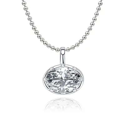S925 gümüş kolye, oval 2 karat moissanit taşlı