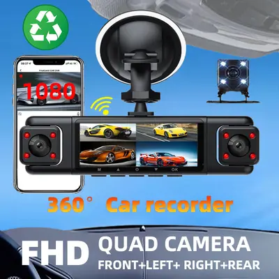 4-Lens 360-Degree WiFi Dash Cam Infrared Night Vision Full HD 1080P Reverse Camera Car DVR