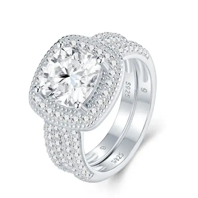 Classic S925 Sterling Silver Inlaid Ring with D-Color Moissanite - 7