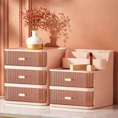 Luxury cosmetic storage box with drawers, dustproof