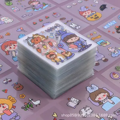 200 Adet Sevimli Karikatür El Defteri Sticker Seti, Su Geçirmez
